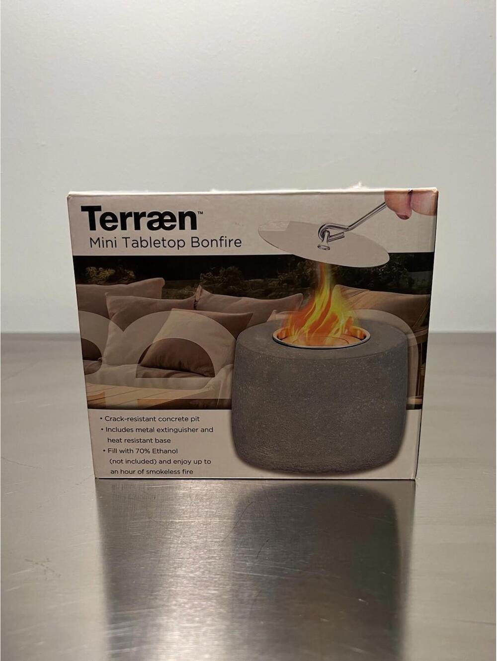 Terrain Mini Tabletop Bonfire Concrete Smokeless Fire Indoor Outdoor Use NIB